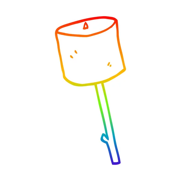 Rainbow Gradient Line Zeichnung Cartoon Marshmallow auf Stock — Stockvektor