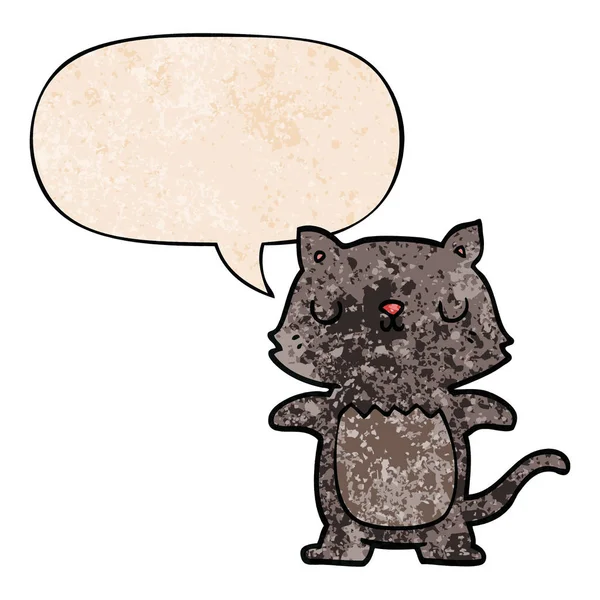 Fumetto gatto e discorso bolla in stile retrò texture — Vettoriale Stock