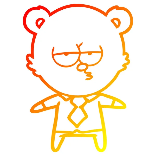 Varm gradient linje ritning Bear Boss Cartoon — Stock vektor