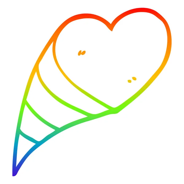 Arcobaleno gradiente linea disegno cartone animato amore cuori — Vettoriale Stock