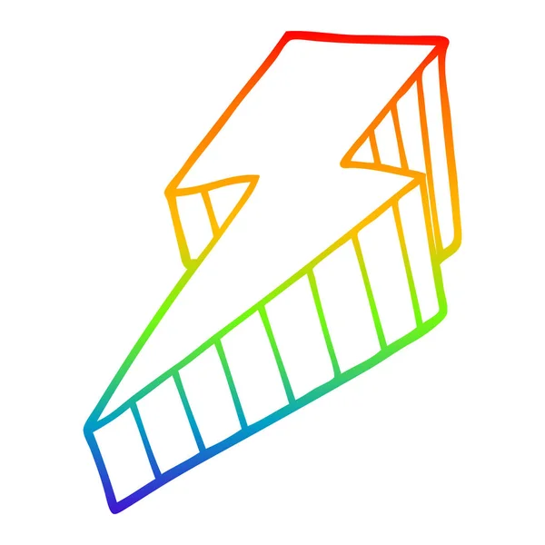 Rainbow gradient linje ritning tecknad dekorativ Lightning Bolt — Stock vektor