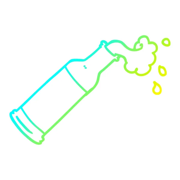 Cold gradient line drawing cartoon foaming bottle — Stock Vector