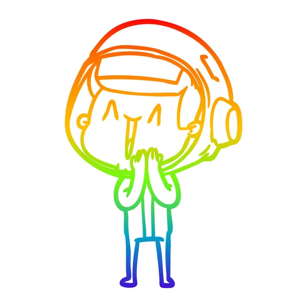 Rainbow gradient ligne dessin heureux dessin animé astronaute — Image vectorielle