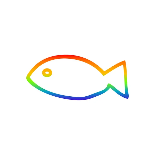 Arco-íris linha gradiente desenho desenho desenho desenho animado símbolo de peixe — Vetor de Stock