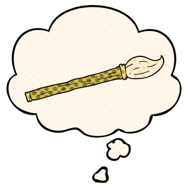 çizgi film boya fırçası ve çizgi roman tarzında düşünce balonu