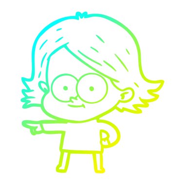 soğuk degrade çizgi çizim mutlu karikatür kız