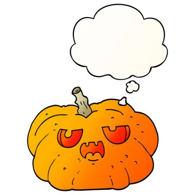 karikatür kabak ve pürüzsüz degrade tarzında kabarcık düşünce