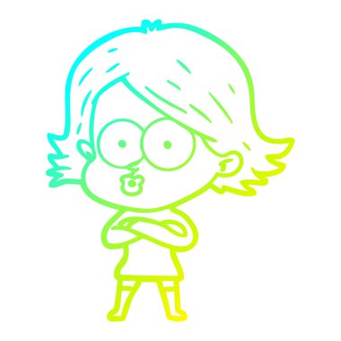 soğuk degrade çizgi çizim karikatür kız somurtma