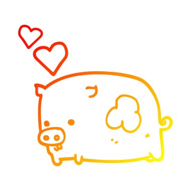 sıcak degrade çizgi çizim karikatür domuz aşık