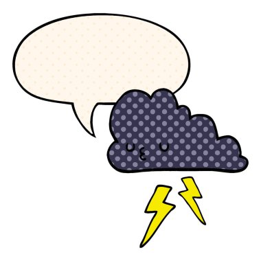 çizgi roman tarzında karikatür fırtına bulut ve konuşma balonu