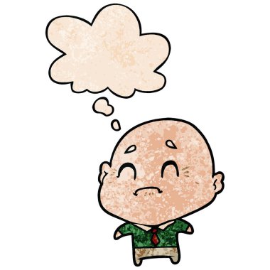 karikatür yaşlı adam ve grunge doku desen sty düşünce balonu