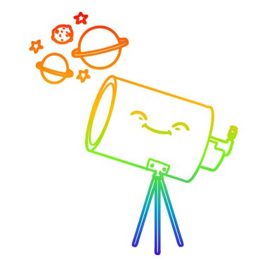 gökkuşağı gradyan çizgi çizim karikatür teleskop yüz ile