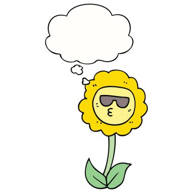 karikatür çiçek ve düşünce balonu