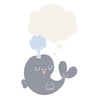 retro tarzında karikatür balina ve düşünce balonu