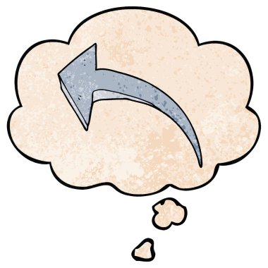 karikatür ok ve grunge doku desen tarzında düşünce balonu