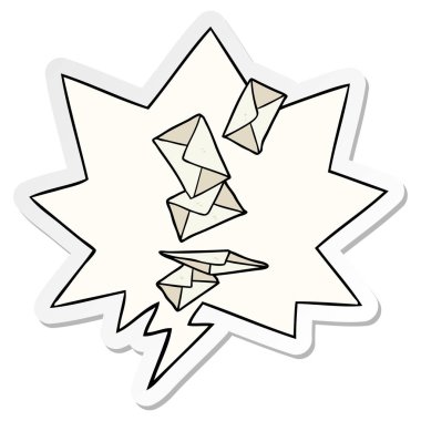 karikatür zarflar düşen ve konuşma kabarcık etiket