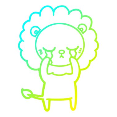 soğuk degrade çizgi çizim ağlayan karikatür aslan