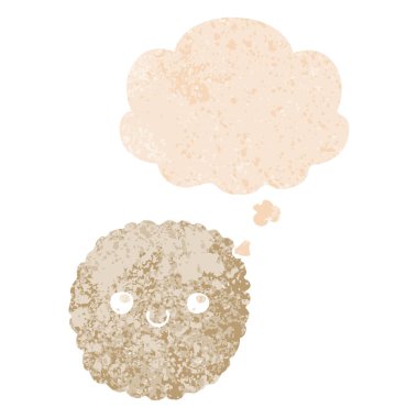 karikatür bisküvi ve retro dokulu tarzında düşünce balonu