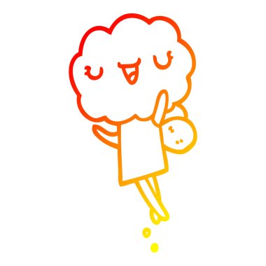 sıcak degrade çizgi çizim sevimli karikatür bulut kafa yaratık