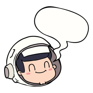 karikatür astronot yüz ve konuşma balonu