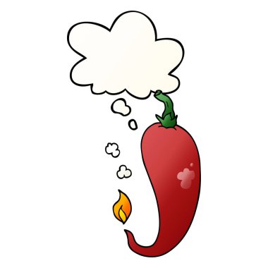 karikatür biber ve pürüzsüz degrade tarzında düşünce balonu