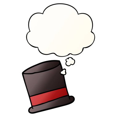 çizgi film şapka ve pürüzsüz degrade tarzında düşünce balonu