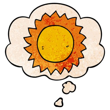 grunge doku desen tarzı karikatür güneş ve düşünce balonu