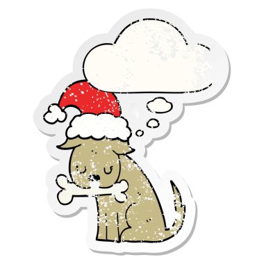 sevimli noel köpek ve sıkıntılı bir yıpranmış sopa olarak kabarcık düşündüm