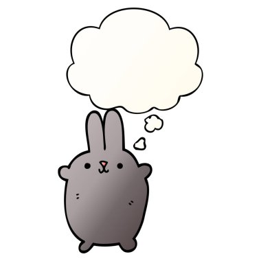 çizgi film tavşan ve pürüzsüz degrade tarzında düşünce balonu
