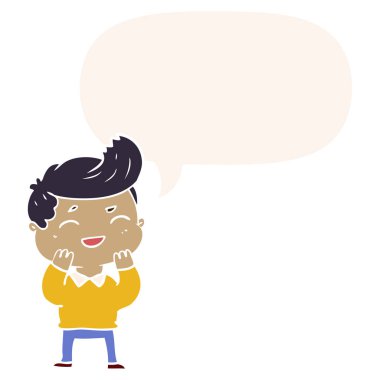 retro tarzında karikatür adam gülme ve konuşma balonu