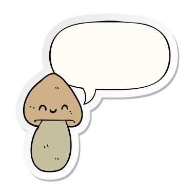 karikatür mantar ve konuşma kabarcık etiket