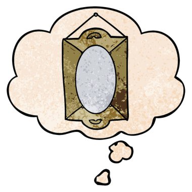 karikatür ayna ve grunge doku desen stil düşünce balonu