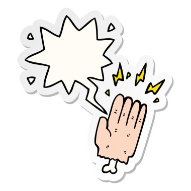 karikatür sihirli halloween zombi el ve konuşma kabarcık etiket