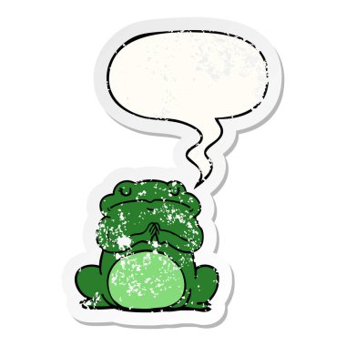 karikatür kibirli kurbağa ve konuşma balonu sıkıntılı etiket