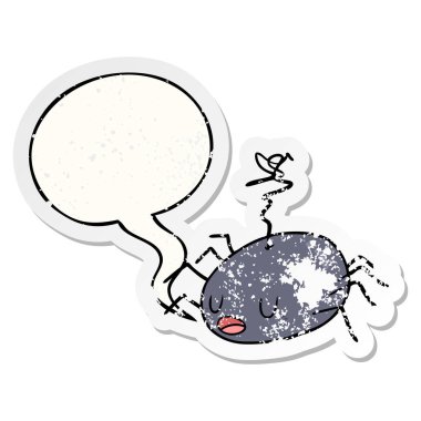 karikatür halloween örümcek ve konuşma balonu sıkıntılı etiket