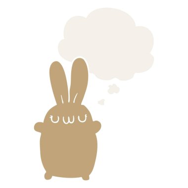 karikatür tavşan ve retro tarzında düşünce balonu