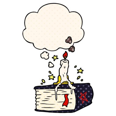 çizgi film ürkütücü büyü kitabı ve çizgi roman tarzında düşünce balonu