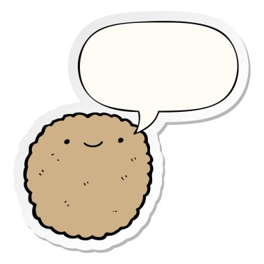 karikatür bisküvi ve konuşma kabarcık etiket