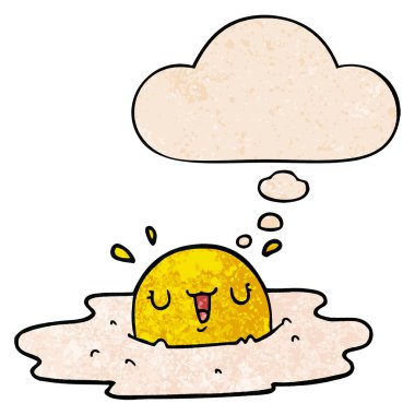 karikatür kızarmış yumurta ve grunge doku desen s düşünce balonu