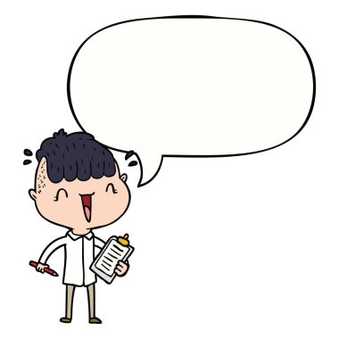 karikatür mutlu çocuk şaşırttı ve konuşma balonu