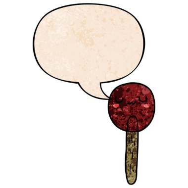 retro doku tarzında karikatür lolipop ve konuşma balonu