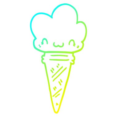 yüzü ile karikatür dondurma çizim soğuk degrade çizgi çizim