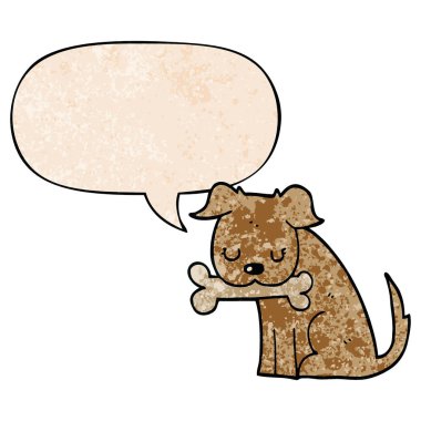 retro doku tarzında karikatür köpek ve konuşma balonu