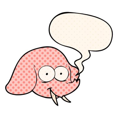 çizgi roman tarzında karikatür fil yüz ve konuşma balonu