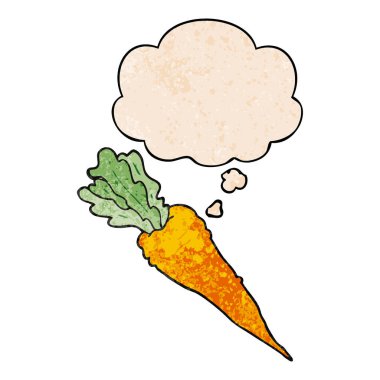 karikatür havuç ve grunge doku desen stil düşünce kabarcık