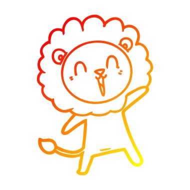 sıcak degrade çizgi çizim gülen aslan karikatür