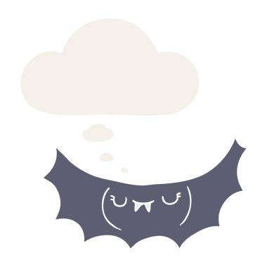 karikatür vampir yarasa ve retro tarzında kabarcık düşünce