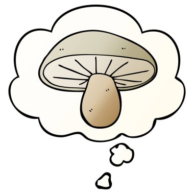 çizgi film mantarı ve pürüzsüz degrade tarzında düşünce balonu