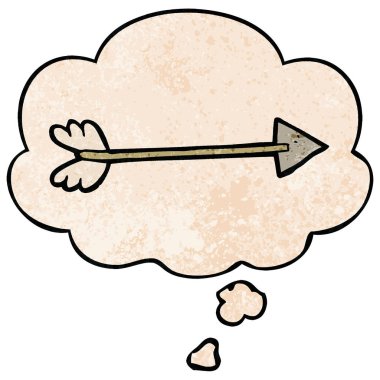 karikatür ok ve grunge doku desen tarzında düşünce balonu