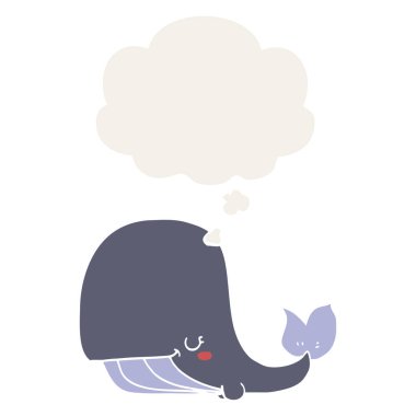 retro tarzında karikatür balina ve düşünce balonu